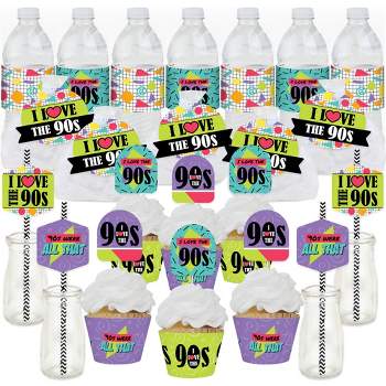 Big Dot of Happiness 90’s Throwback - 1990s Party Favors and Cupcake Kit - Fabulous Favor Party Pack - 100 Pieces