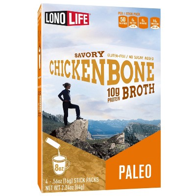 LonoLife Gluten Free Chicken Bone Broth Packets - 2.24oz/4pk
