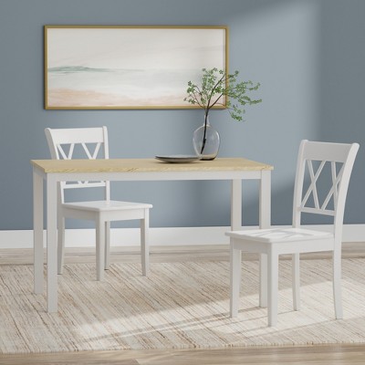 Glenwillow Home 48" Wood Dining Table + Double X-Back Dining Chairs Dining Set (3-Piece or 5-Piece Set)