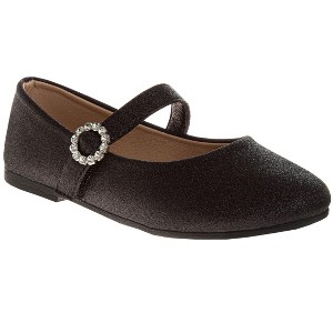 Kensie Girl Mary Jane Flats  Girls Glitter Dress Shoes with Buckle Strap  (Toddler), Black Glitter, Size: 10 : Target