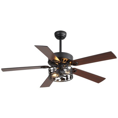 Airsurfer 52" Matte Black Ceiling Fan with 5 Black Plywood Blades,Ceiling Fan with 6 Speeds DC Motor & Memory Function,Remote Control Included