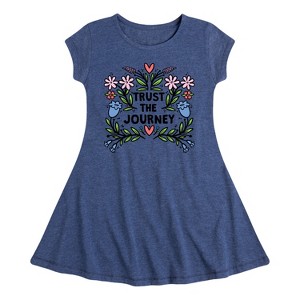 Girls' - Instant Message - Trust The Journey Fit & Flair Cap Sleeve Graphic Dress - 1 of 4