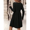 Coolmee Women Casual Crewneck Stripe Long Sleeve Slim Fit A Line Mini Dress - 3 of 4