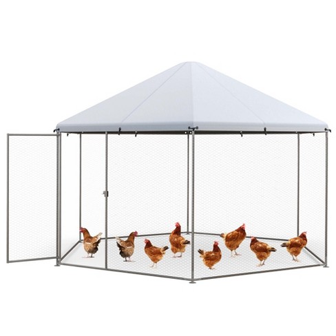 Costway Large Walk-in Chicken Coop Heavy-duty Galvanized Poultry Cage ...