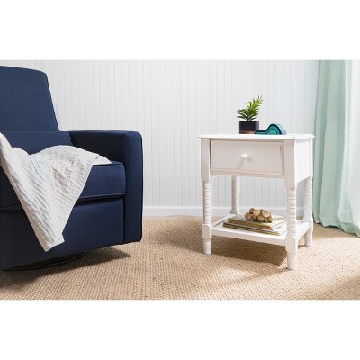 Classic White Jenny Lind Spindle Nightstand with Storage Drawer