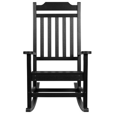 Sleek Black Poly Resin All-Weather Rocking Chair