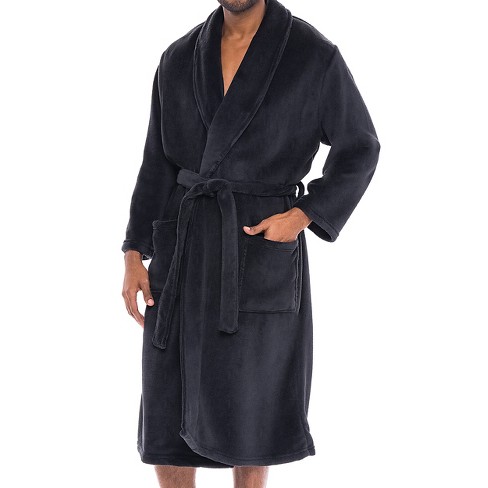 PAVILIA Mens Robe, Soft Plaid Robe for Men, Fleece Warm Long Bathrobe for  Bath Shower Spa with Shawl Collar and Pockets, Plush Microfiber - Black and