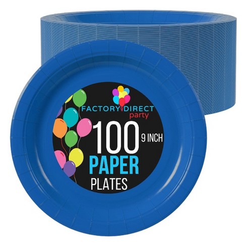 Exquisite Light Blue Paper Plates 9 inch Disposable Plates - 100 Ct.