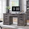 Farmhouse 60" Desk with Charging Station & Drawer, Wood Executive Desk with Keyboard Tray, Home Office Desk - 2 of 4