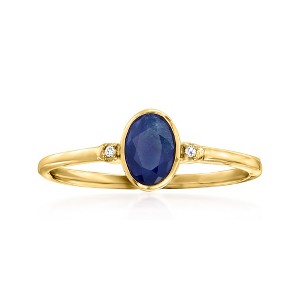 RS Pure by Ross-Simons 0.70 Carat Sapphire and Diamond-Accented Ring in 14kt Yellow Gold - 1 of 4
