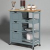 Mshliw Rolling Kitchen Island Cart with Wood Top, Removable Serving Tray, Drawers & Shelves, Compact Mobile Bar Cart Trolley for Dining Room - 2 of 4