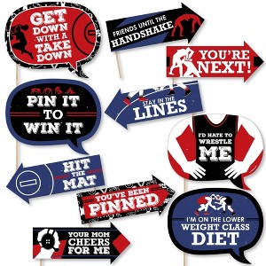 Big Dot of Happiness Funny Own the Mat - Wrestling - Birthday Party or Wrestler Party Photo Booth Props Kit - 10 Piece - 1 of 4