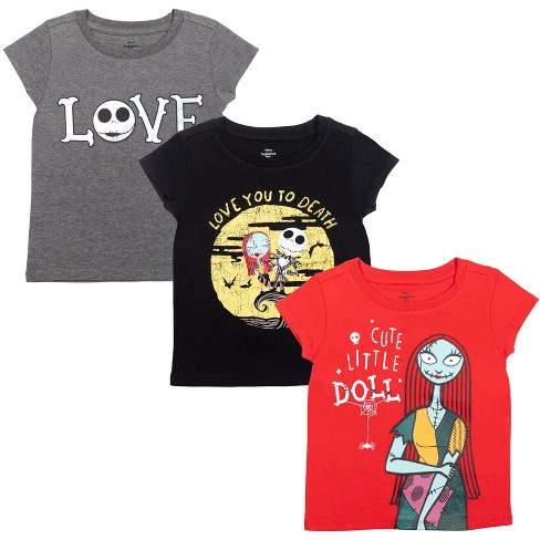 Gray Graphic Before Pack Gray/black/red 4t Skellington T-shirts : Toddler Girls Jack Target Sally Christmas 3 Disney Nightmare