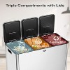 GustoWave 3 X 7.9 Gallon (3 X 30 Liter) Stainless Steel Trash Cans With Three Compartments, Featuring A Soft-Close Lid, Pedal, And Removable Bucket. - 2 of 4