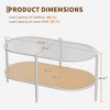 Garvee 2-Tier Rattan Coffee Table, Boho Oval Coffe Table with Tempered Glass Top, Farmhouse Water-Wave Glass Metal Tea Center Tables - 2 of 4