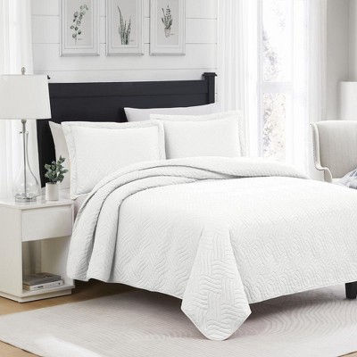 RT Designers Collection Ruby 3 Pieces Pinsonic Lightweight Quilts Set Queen Size For Bedding White — фото 2