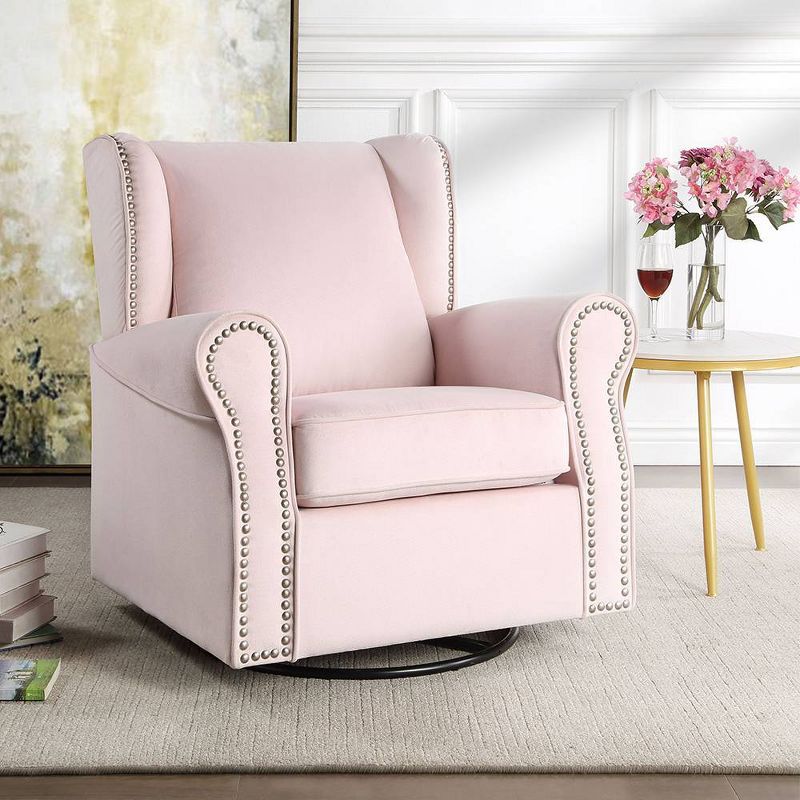 Tamaki 35&#34; Accent Chairs Pink Fabric - Acme Furniture, 1 of 11