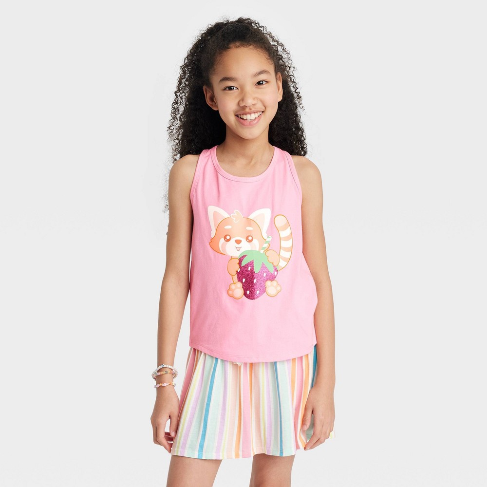 Girls' Graphic Tank Top - Cat & Jack™ Bright Pink L/12 CasePack 