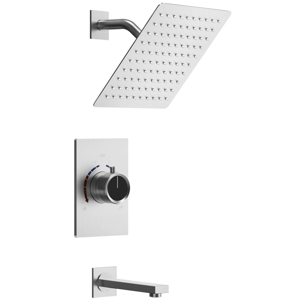 Photos - Shower System 8" Tub and Shower Faucet Valve Included Set Nickel - EVERSTEIN