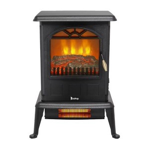 ChicFurnit Indoor Fireplaces 22" Freestanding Fireplace Fireplace Heater with Realistic Flames 1500W for Living Room, Black, 17.87"*11.65"*21.34" - 1 of 4