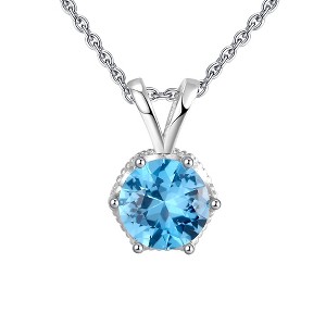 Round Pendant Necklace for Women Blue Cz Sterling Silver Women Ginger Lyne Collection - 1 of 4