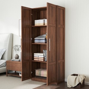 YOOCOZZ Kitchen Pantry Storage Cabinets with 2 Door and 3 Shelves-Walnut - 1 of 4