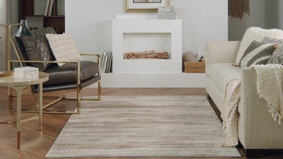Ivory Multicolor Abstract Synthetic 5' x 7' Easy-Care Area Rug