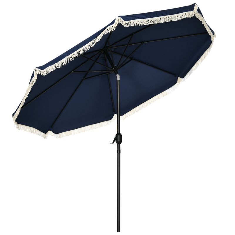 Outsunny 9' Patio Umbrella with Push Button Tilt and Crank Outdoor Double Top Market Umbrella, 1 of 7