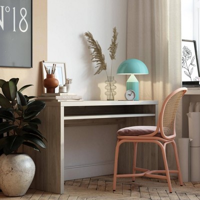 Versatile Light Walnut Hollow Core Writing Desk, 52"