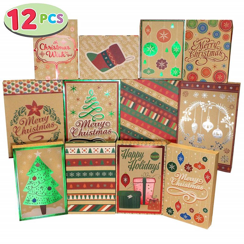 JOYIN 12pcs Christmas Foil Kraft Gift Boxes with 3 Sizes, 4 of 7