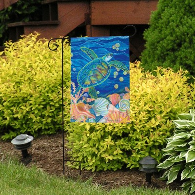 Swimming Sea Turtle Nautical Summer Garden Flag 12.5" x 18"