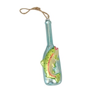 Beachcombers MERCURY GLASS BOTTLE with FISH ORNAMENT - 1 of 1