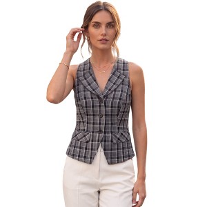 トップス chieko plus 3piece - flannel tank vest Jess by Meiko Women's Adjustable Collared Halter V Neck Front