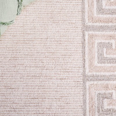 Handmade Tufted Square Brown and Ivory Wool Area Rug