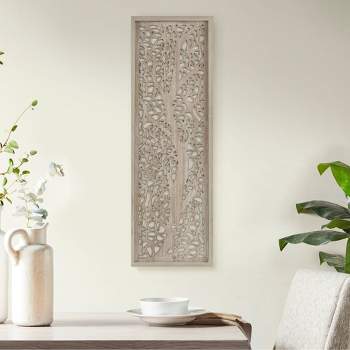 Laurel Branches Carved Wood Wall Decor Panel Natural - Madison Park