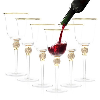 4-Piece: Berkware Tall Wine Glasses with Gold Tone Rim