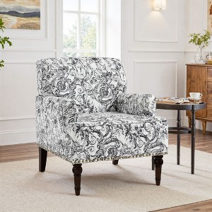 PIA RICCO Mid-Century Modern Accent Chair, Upholstered Linen Armchair ...