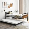 Costway Twin Metal Daybed with Trundle Lockable Wheels Heavy Duty Metal Slats Support - 2 of 4