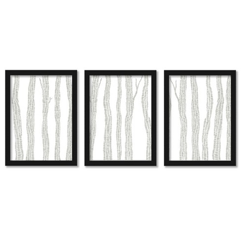 black and white birch tree art