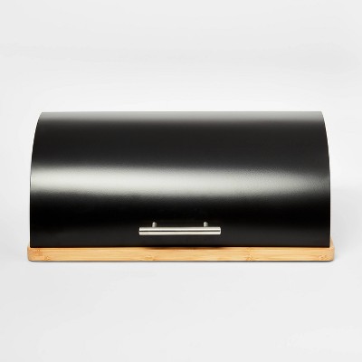 Metal Breadbox with Bamboo Base Black - Threshold™