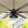 60" Casa Vieja Industrial Outdoor Ceiling Fan with LED Light Remote Matte Black Brown Blades Damp Rated for Patio Exterior House - 2 of 4