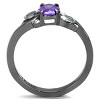 Slickblue IP Light Black Stainless Steel Ring with Tanzanite CZ Stone, Women's Size 5-10 - 3 of 4