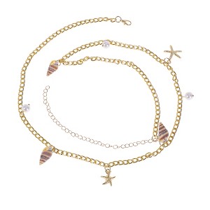 Unique Bargains Bohemian Beach Shell Adjustable Waist Belt Gold Tone 1 Pc - 1 of 4