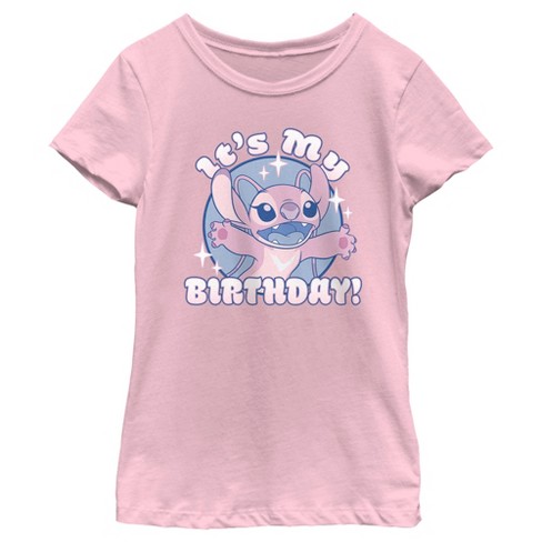 Girl's Lilo & Stitch Angel It's My Birthday T-shirt : Target