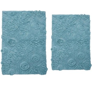 Modesto Bath Rug Bathroom Rugs Set, Bathroom Decor, Washable Rug, Extra Soft and Absorbent bath Rug, Bath Mat Set, Non-Slip, 2 Pcs Set(M+L), Blue - 1 of 4