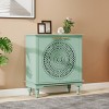 Storage Cabinet With Doors And Shelves,Green Hollow-Carved Cabinet With Adjustable Shelf,Distressed Wooden Cabinet With 2 Doors-Maison Boucle - 2 of 4