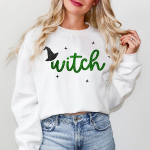 Simply Sage Market Women's Graphic Sweatshirt  Witch Hat and Stars - 1 of 4