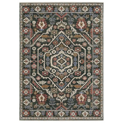 Oriental Weavers Hastings HA02B Green/ Pink Indoor Area Rug - 3'10" x 5'5"