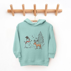 The Juniper Shop Deer Snowman Scene Toddler Graphic Hoodie - 1 of 3