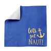 Juvale 50 Pack Nauti Bachelorette Disposable Napkins for Bridal Shower, Blue with Gold Foil Accents, 5x5 In - 4 of 4